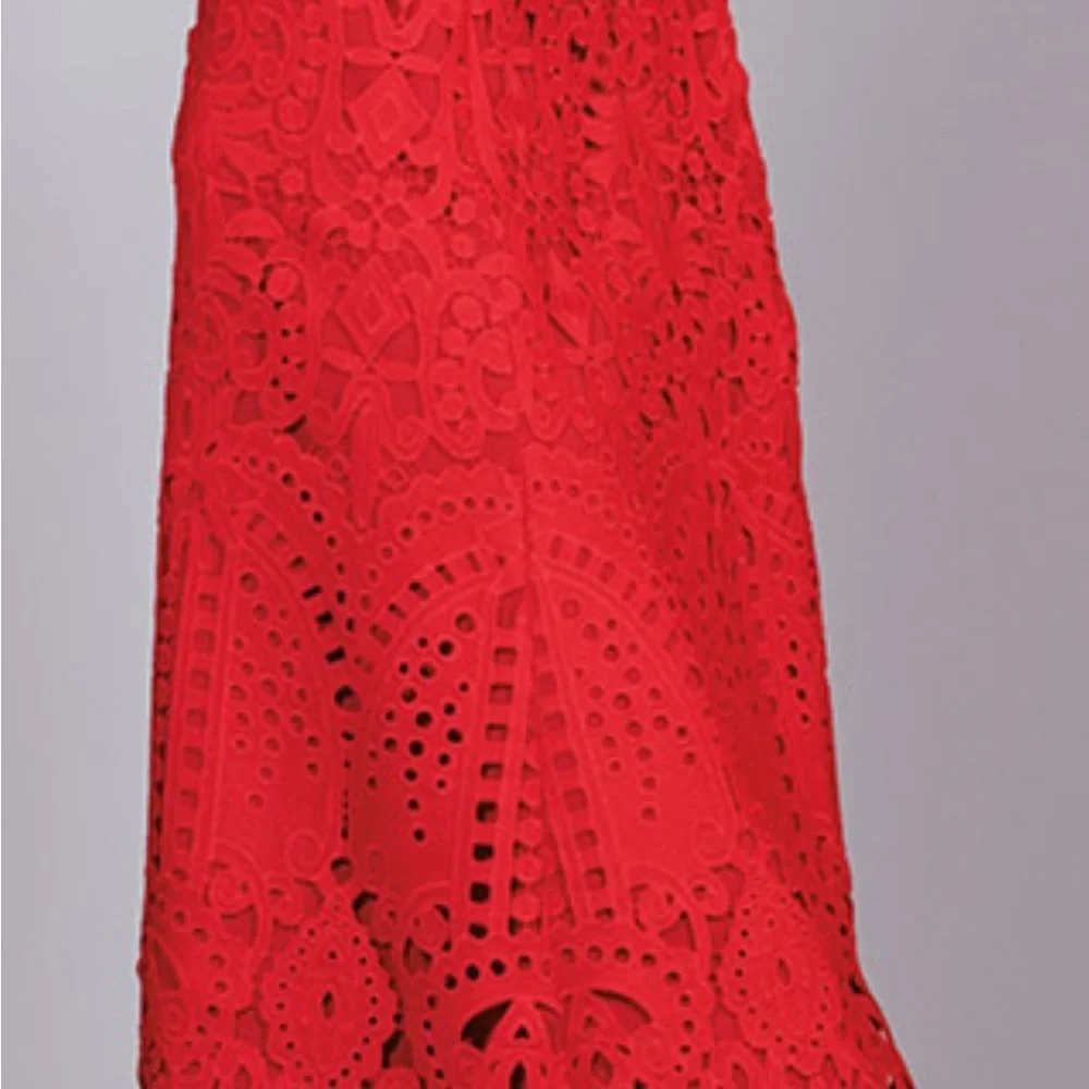 St. John Red Lace Maxi Dress